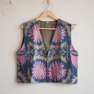 Velvet Suzani vest, Suzani Embroidery jacket,Embroidery vest,hand Embroidery vest,Suzani waistcoat,Velvet jacket,handmade jacket,Velvet vest