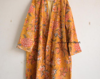 Mit Blumen bedruckte Samt Kimono Jacke, Boho Boho Mantel