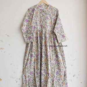 Cotton long dress, Hand block print dress, Floral long block print dress,Cotton maxi dress, Handmade dress,Indian style dress,Printed dress