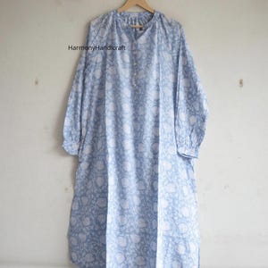 Cotton long dress, Hand block print dress, Floral long block print dress,Cotton maxi dress, Handmade dress,Indian style dress,Printed dress