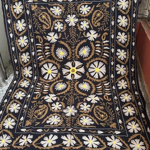 Suzani throw, Suzani bedspread, Suzani Table cover, Hand embroidery Suzani bed-cover, Suzani decor suzani quilt, Uzbek suzani embroidery rug