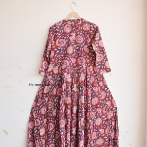 Cotton Block print dress, Cotton Ruffle dress,Cotton tier dress,Handmade long dress,Cotton boho dress,Indian cotton dress,Cotton Maxi Dress,