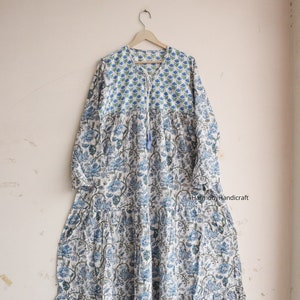 Cotton Block print dress, Cotton Ruffle dress,Cotton tier dress,Handmade long dress,Cotton boho dress,Indian cotton dress,Cotton Maxi Dress,