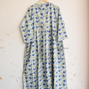 Cotton long dress, Hand block print dress, Floral long block print dress,Cotton maxi dress, Handmade dress,Indian style dress,Printed dress