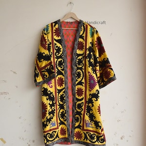 Suzani coat, Womens Suzani jacket, vintage suzani embroidery jacket, Handmade embroidery coat, Suzani kimono robe, Boho jacket cotton jacket