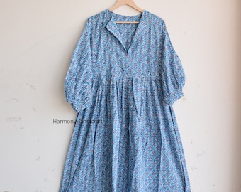 Cotton Block print dress, Cotton Ruffle dress,Cotton tier dress,Handmade long dress,Cotton boho dress,Indian cotton dress,Cotton Maxi Dress,