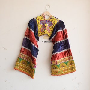 Kuchi yoke, Vintage Afghan Kuchi Banjara Hand Embroidered Choli, Patchwork Neck Yoke, Banjara Kutch Applique, Afghani Patch Yoke, Dress yoke