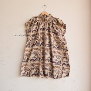 Indian Handmade Cotton Block print Top, Indian Soft Cotton Top,Cotton Short Top,Block Print Top,Cotton Top,Floral Print Top,Elastic Neck Top