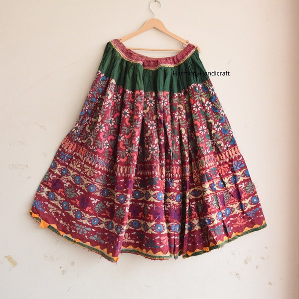Indian Vintage Banjara skirt, Hand embroidery vintage old skirt, Gypsy skirt, Boho skirt, Gujrati Skirt, Cotton ghagra, Unique Kuchi skirt