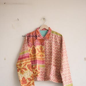 kantha jacket, Indian handmade kantha quilted jacket, Kantha kimono jacket, short jacket,cotton kantha jacket,boho kantha coat,Floral jacket