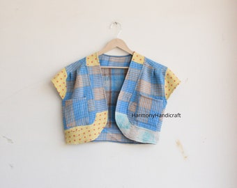 Kantha Crop jacket,Reversible kantha jacket, Short kantha jacket, kantha vest jacket,Kantha Waistcoat, Kantha long jacket, boho jacket