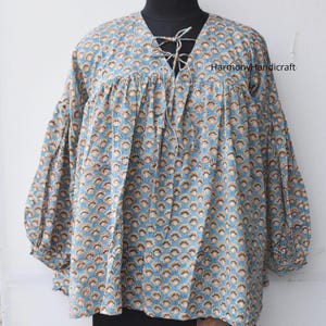Cotton Block print Top, Indian Handmade top, Cotton top tunic short Top, blouse top ,Floral Print Top, summer top, mini dress, cotton blouse