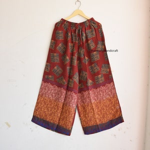 Recycled Silk Trouser, Silk pant, Wide Leg Trouser, Soft Lightweight Pant, Harem pants, Boho Palazzo Pants, Handmade Trouser, Bohemian pants
