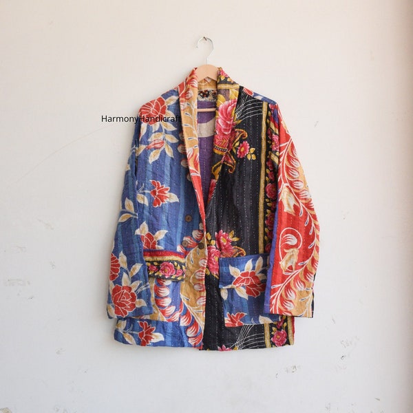 Kantha coat, Vintage kantha kimono, Indian handmade kantha quilted jacket, kantha kimono jacket, cotton jacket,boho coat,Vintage kantha coat