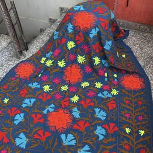 Suzani throw, Suzani bedspread, Suzani Table cover, Hand embroidery Suzani bed-cover, Suzani decor suzani quilt, Uzbek suzani embroidery rug
