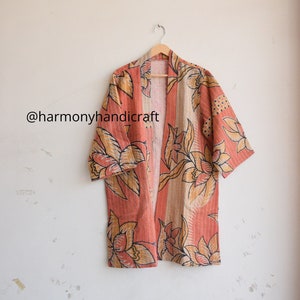Vintage Kantha short jacket, Kantha kimono jacket, Indian handmade kantha quilted jacket,reversible kantha jacket, cotton women boho jacket