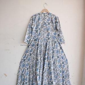 Cotton Block print dress, Cotton Ruffle dress,Cotton tier dress,Handmade long dress,Cotton boho dress,Indian cotton dress,Cotton Maxi Dress,
