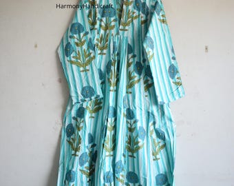 Handmade Block Print Cotton Dress, Boho Indian Kurti