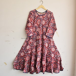 Cotton dress, Cotton midi dress, Hand block print dress, Floral long block print dress, Cotton maxi dress, Handmade dress, Printed dress