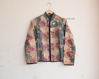 Reversible kantha jacket, Indian handmade kantha quilted jacket, Kantha kimono jacket, short jacket, cotton kantha jacket, boho kantha coat