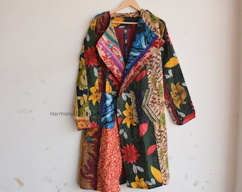 Vintage kantha kimono, Indian handmade kantha quilted jacket, Kantha kimono jacket, cotton kantha jacket, boho kantha coat Heavy kantha coat