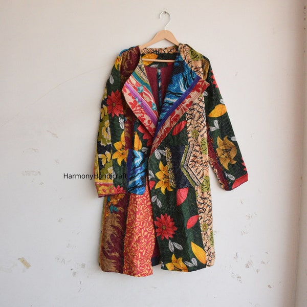Vintage kantha kimono, Indian handmade kantha quilted jacket, Kantha kimono jacket, cotton kantha jacket, boho kantha coat Heavy kantha coat