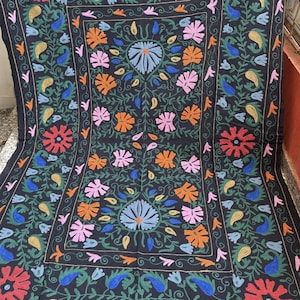 Suzani throw, Suzani bedspread, Suzani Table cover, Hand embroidery Suzani bed-cover, Suzani decor suzani quilt, Uzbek suzani embroidery rug