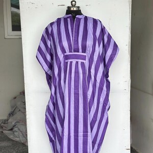 Cotton stripe kaftan, Pareo kaftan, Summer long kaftan, Beach cover up,printed kaftan,Hand block print cotton Kaftan, boho lounge kaftan