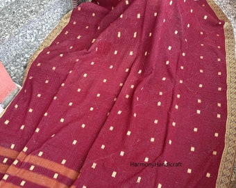 Reversible Vintage Kantha Quilt, Handmade Indian Cotton Throw