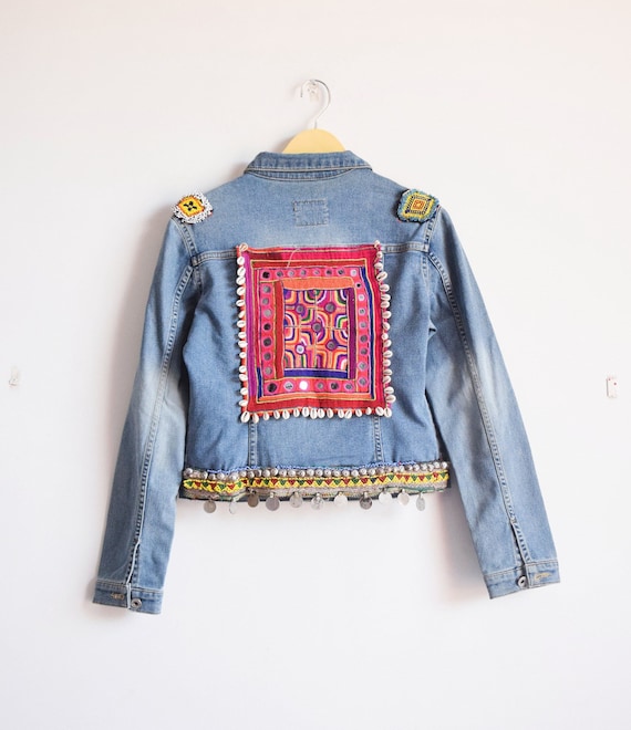 Boho Denim Jacket Jean Jacket Embroidery Denim Jacket - Etsy