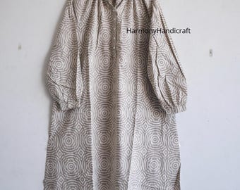 Hand Block Print Cotton Maxi Dress: Indian Style Handmade Dress