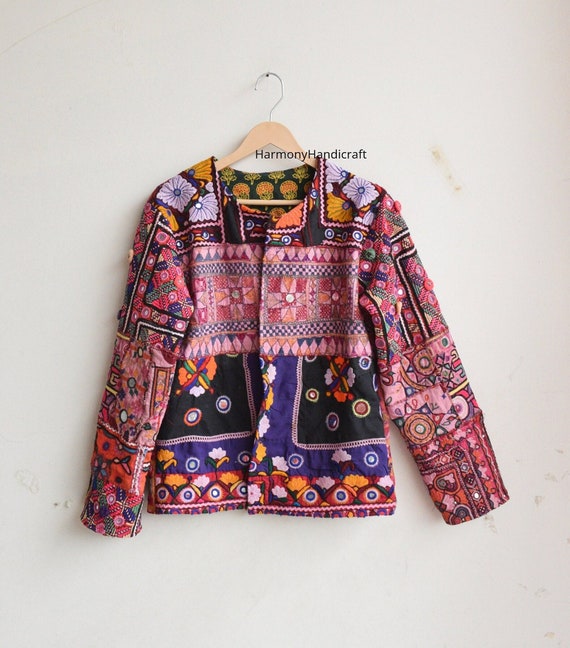 Banjara Jacket, Indian Handmade Embroidery Jacket, Patch Work Jacket  Women's Jacket, Bohemian Jacket, Boho Jacket, Cotton Thread Work Jacket 