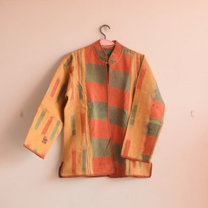 Reversible kantha jacket, Indian handmade kantha quilted jacket, Kantha kimono jacket, short jacket, cotton kantha jacket, boho kantha coat
