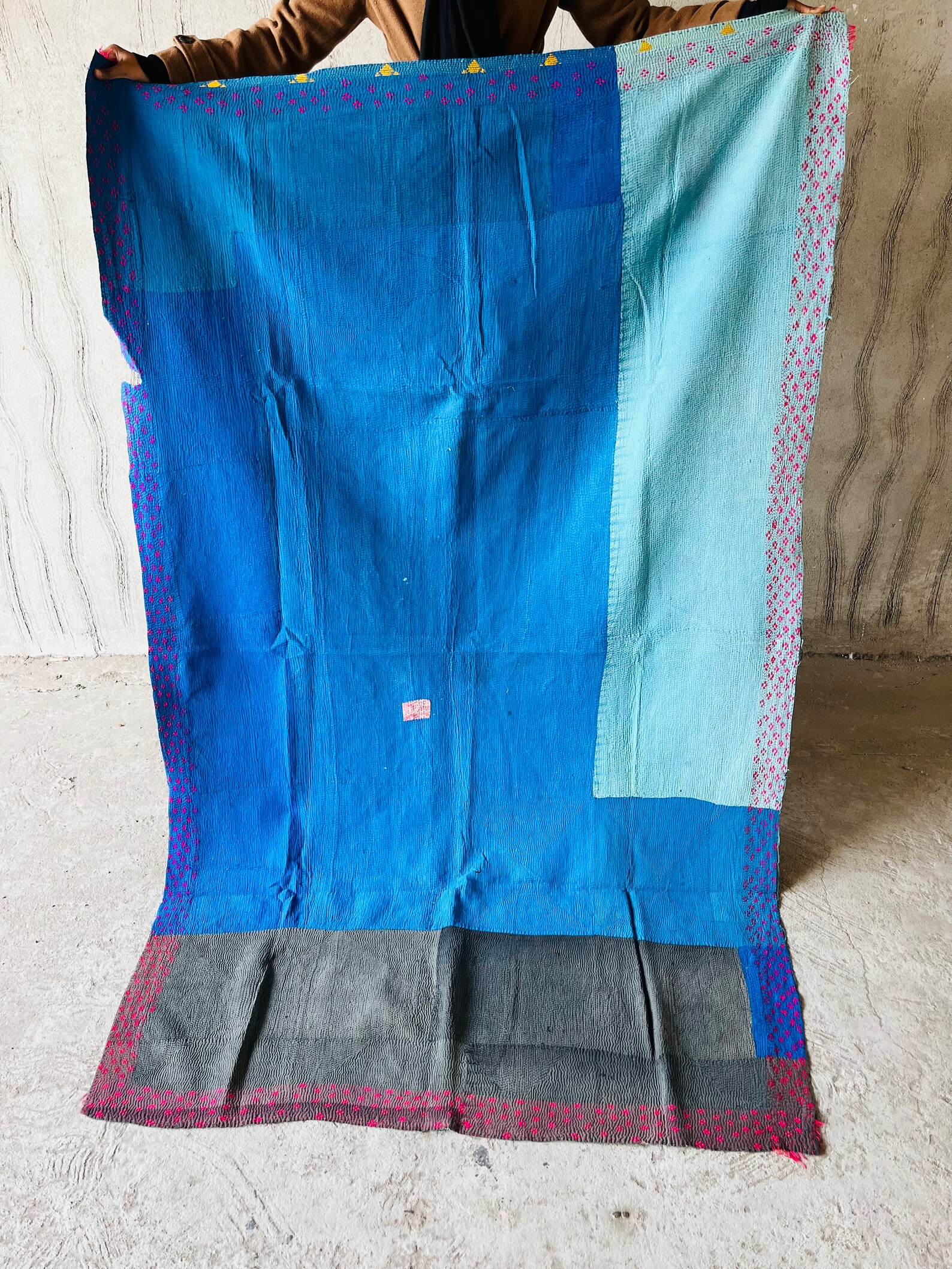 Reversible kantha quilt Exclusive heavy kantha nakshi kantha throw