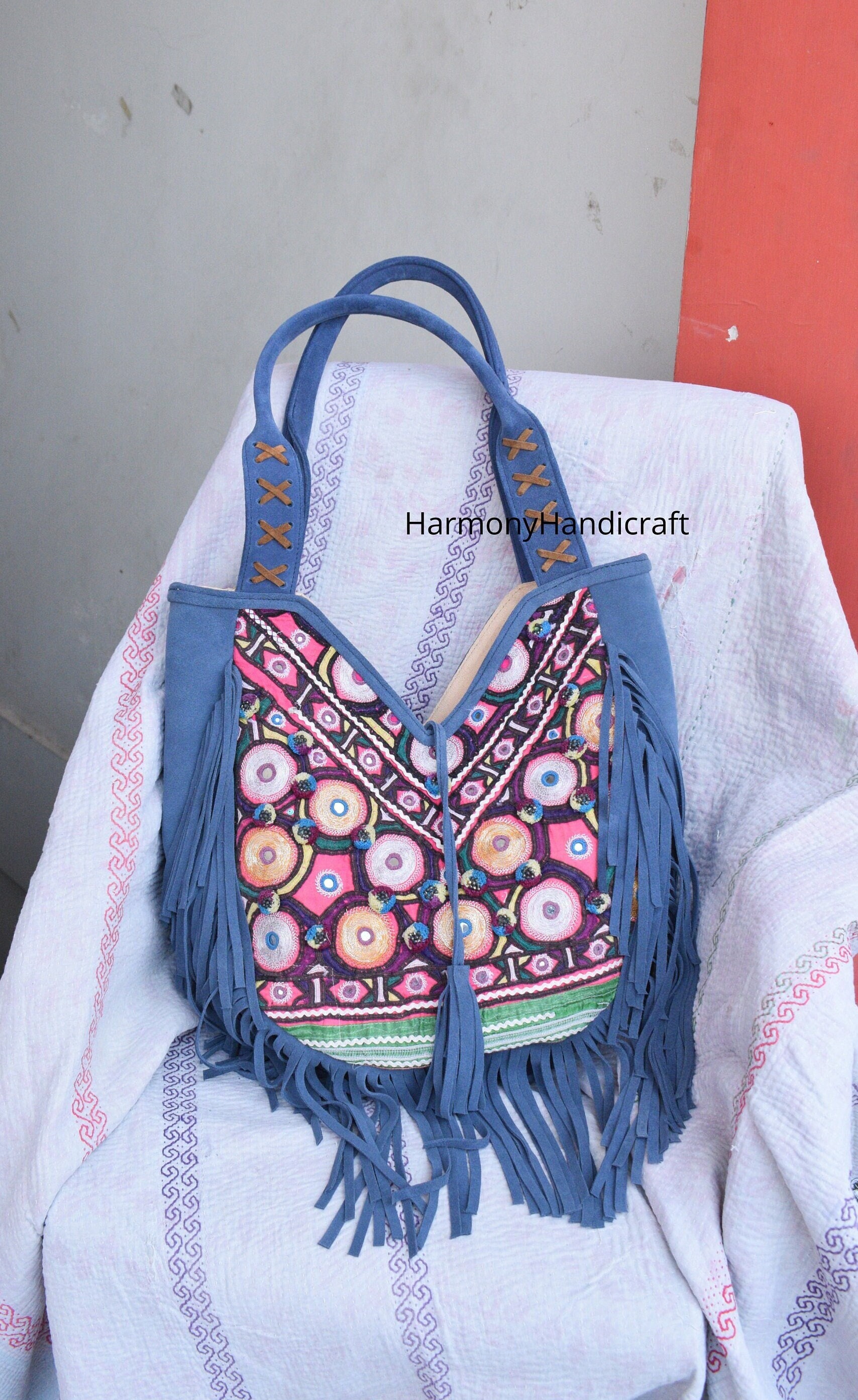 Handmade Multicolor Vintage Hand Embroidered Banjara Bag Boho Gypsy Bag  Tote Bag