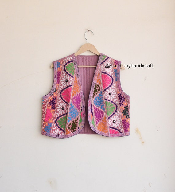 Banjara Vest, Hand Embroidery Vest, Cotton Quilted Vest 