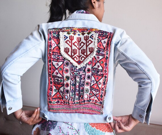 Buy Boho Denim Jacket Jean Jacket Embroidery Denim Jacket Patchwork Jacket Vintage Bohemian Jacket Indian Denim Jacket Banjara Denim Jacket Online in India Etsy