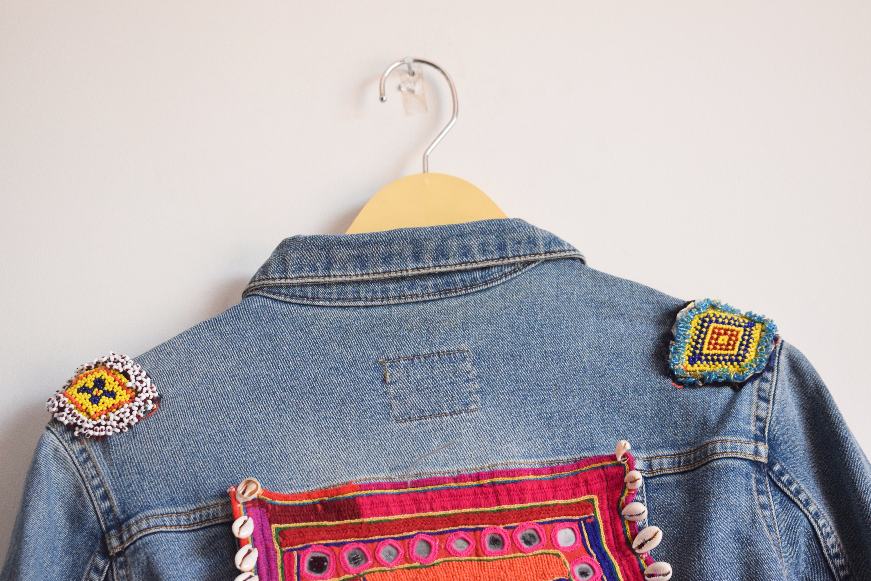 Boho Black Button Embroideried Pockets Fall Denim Jackets