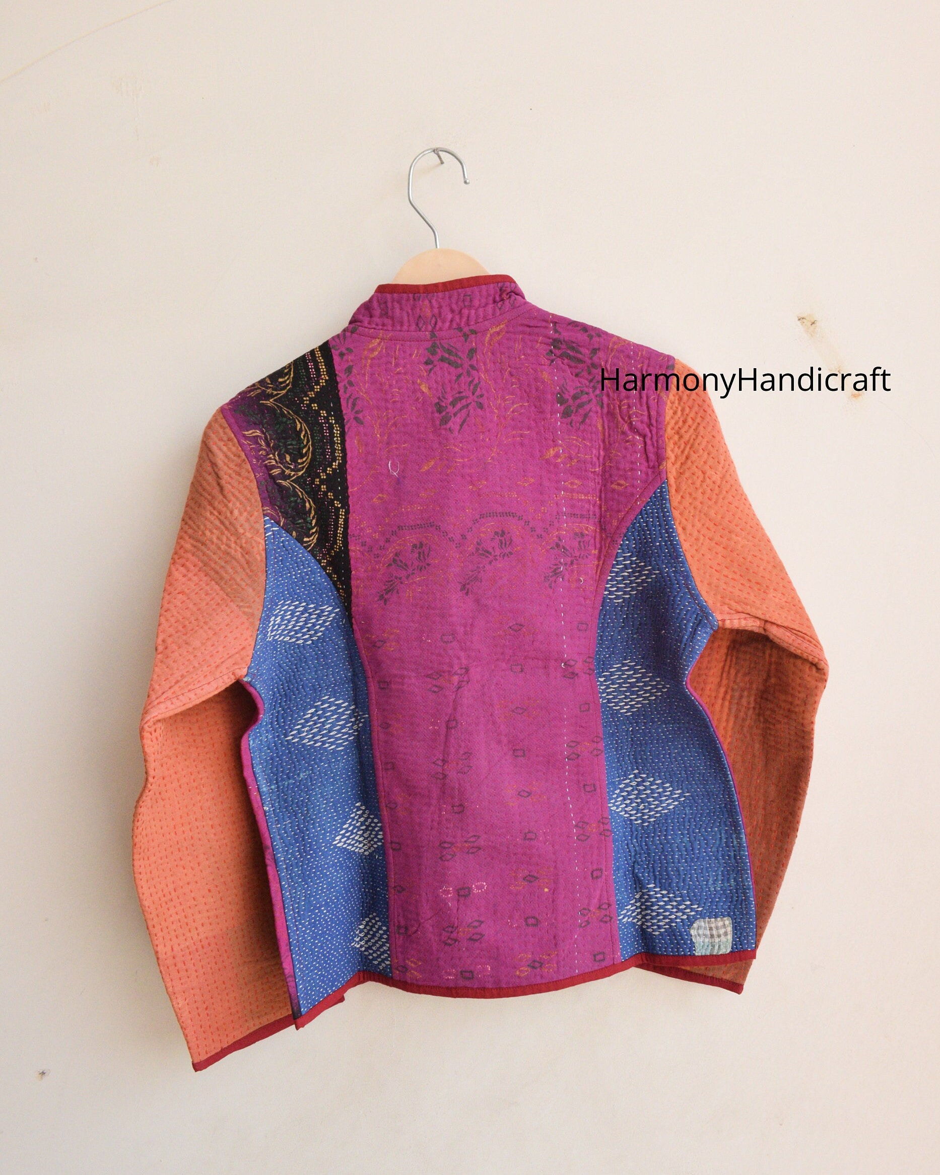 Reversible Kantha Jacket, Indian Handmade Kantha Quilted Jacket, Kantha