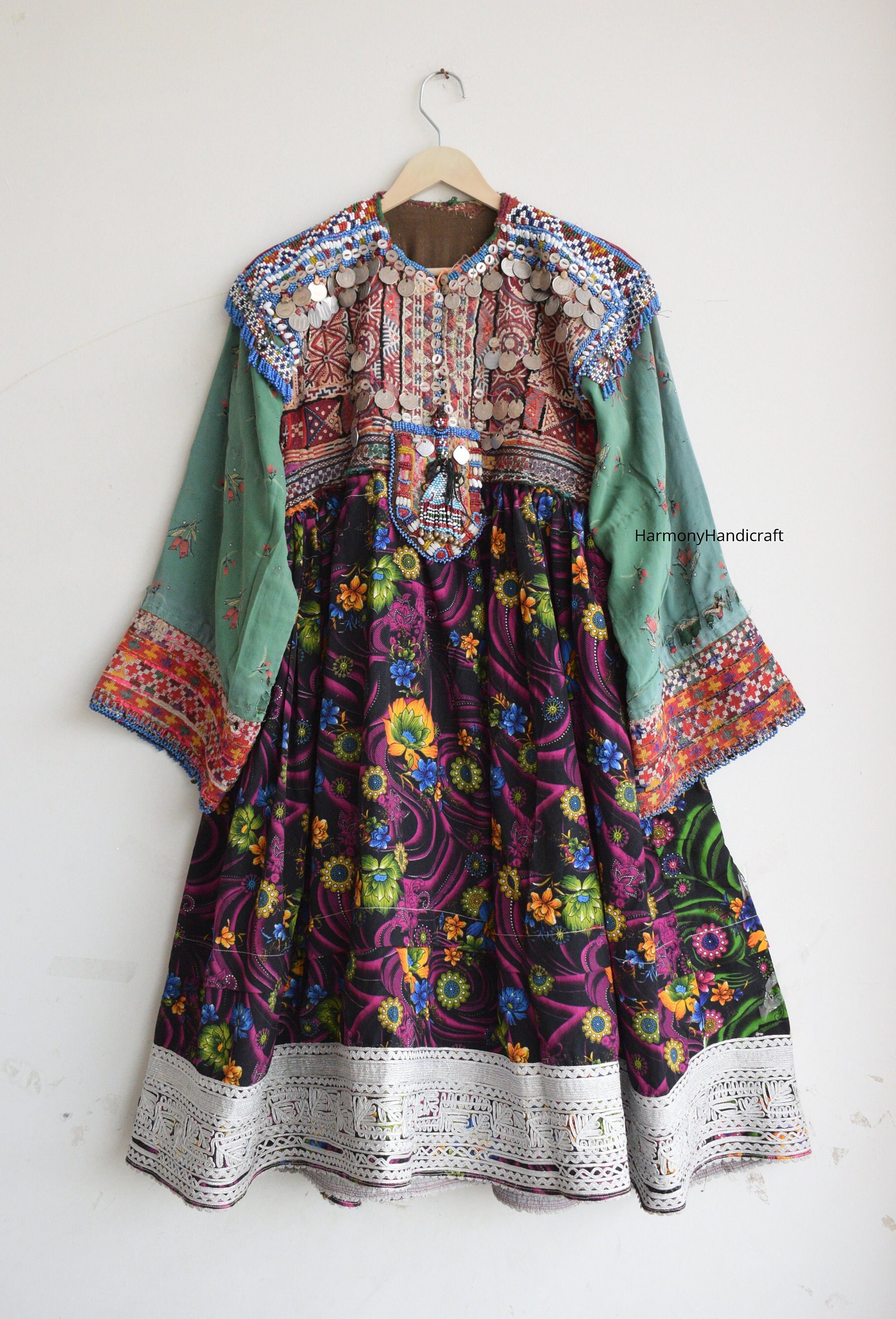 Afghani Kuchi Dress, Vintage Women Afghan Dress, Embroidered 