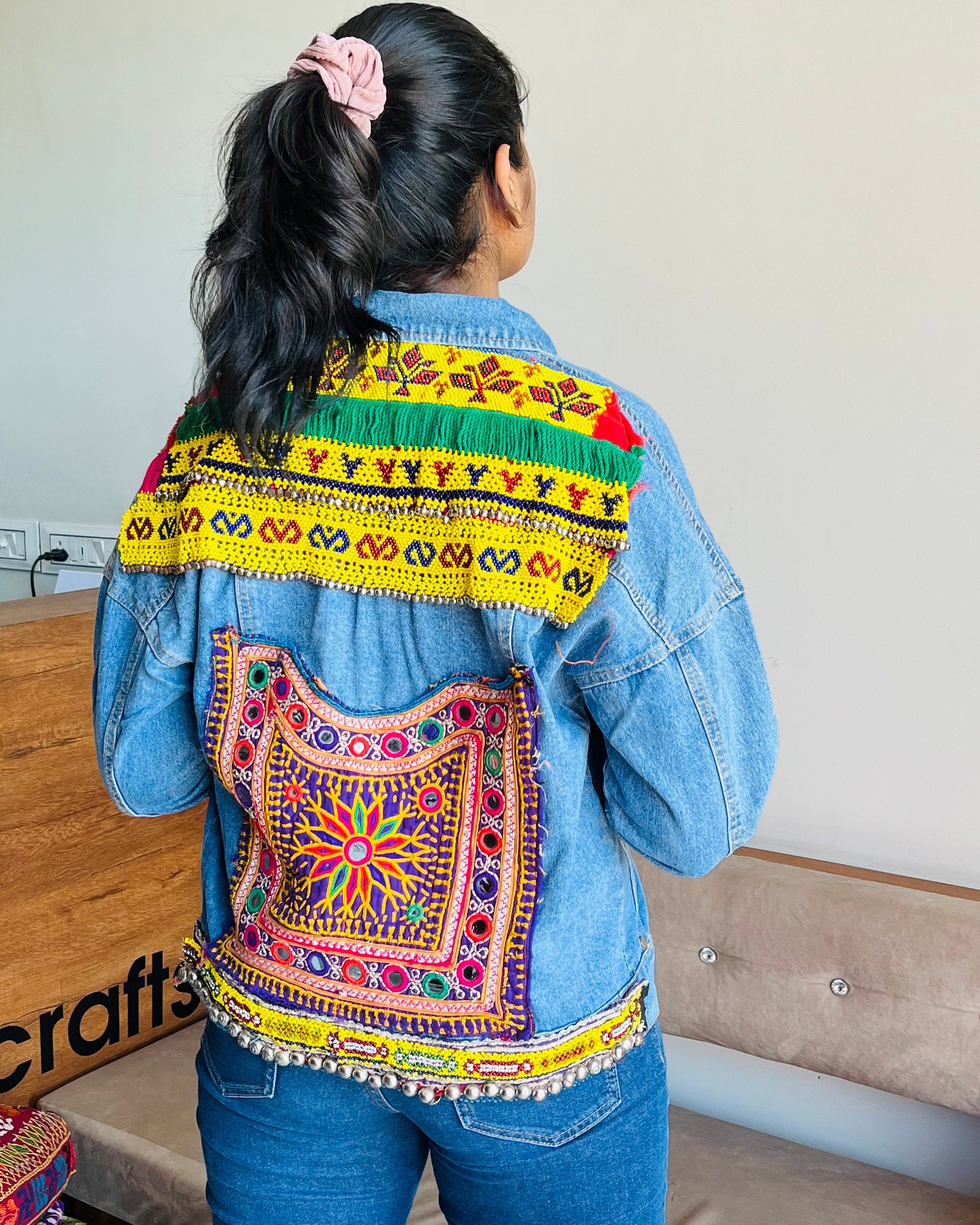 Boho denim jacket sale