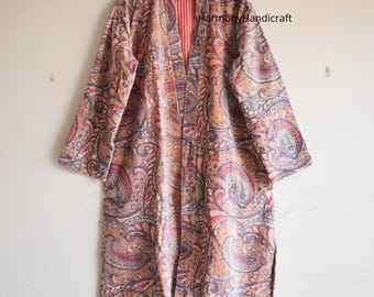 Bedruckte Samt Kimono Jacke, Langer Boho Boho Mantel