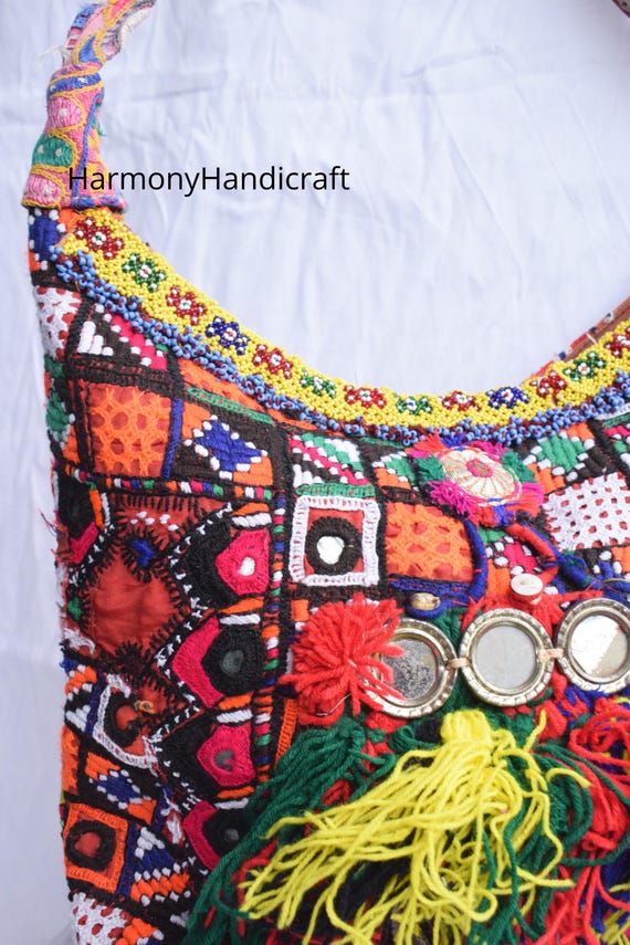 手作りのインド製ヴィンテージ バンジャラ バッグ、アフガニスタン刺繍 