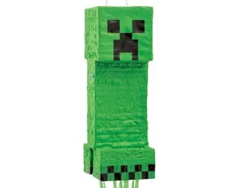 Green kids piñata birthday video game Creeper