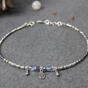Ethno Boho Fußkettchen - Handgemachter Boho Schmuck - Vintage Seele - Glasperlen - Spirituell modern - silberfarbene Akzente - anklet