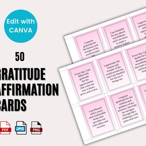 Cartes d'affirmation imprimables, cartes de gratitude, cartes d'affirmation pour les femmes, cartes d'affirmation imprimables pour les adolescents
