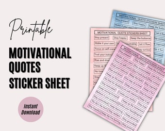Motivational Quotes  Printable Stickers, Planner Stickers, Journal Stickers, Digital Sticker Pack, Print and Cut Sticker Sheet