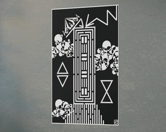 Poster "16. The Tower" - Geometric Abstract Tarot Card Art Design Digital Print Wall Hanging