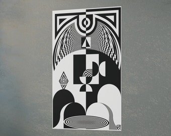 Poster "14. Temperance" - Geometric Abstract Tarot Card Art Design Digital Print Wall Hanging