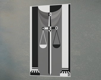 Poster "11. Justice" - Geometric Abstract Tarot Card Art Design Digital Print Wall Hanging